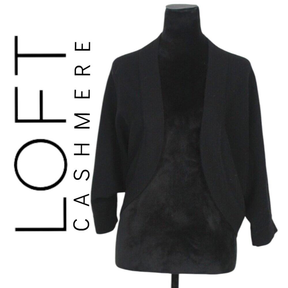 Loft 100% Cashmere Black Shrug Size Small